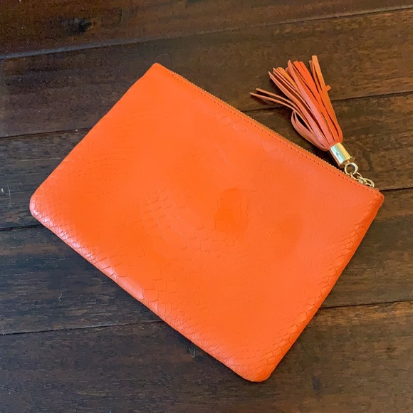 GiGi New York Orange Leather Clutch Like NEW! - Picture 3 of 7